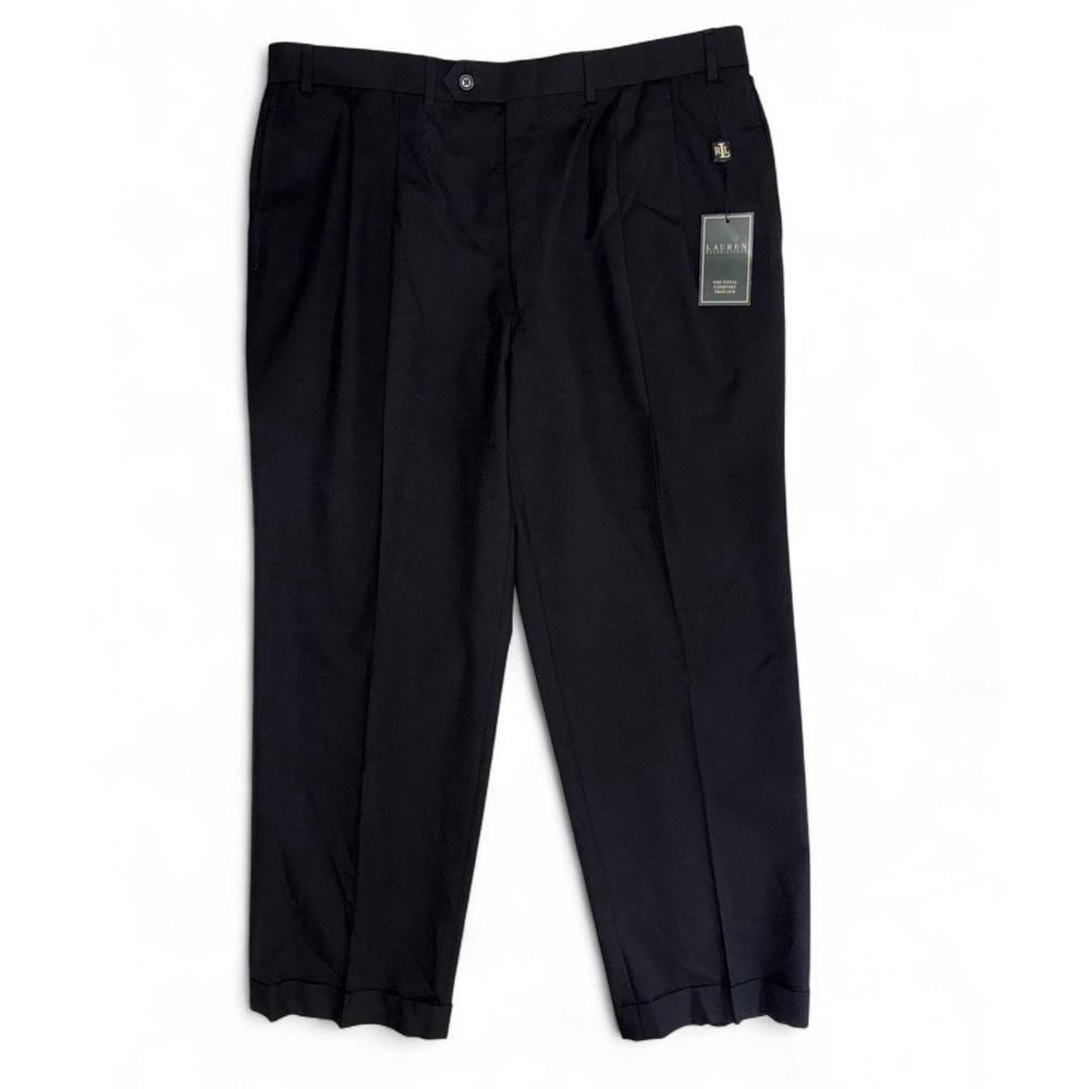 Lauren Ralph Lauren Pants Mens 38x30 Black Total Comfort Wool Dress Pleated
